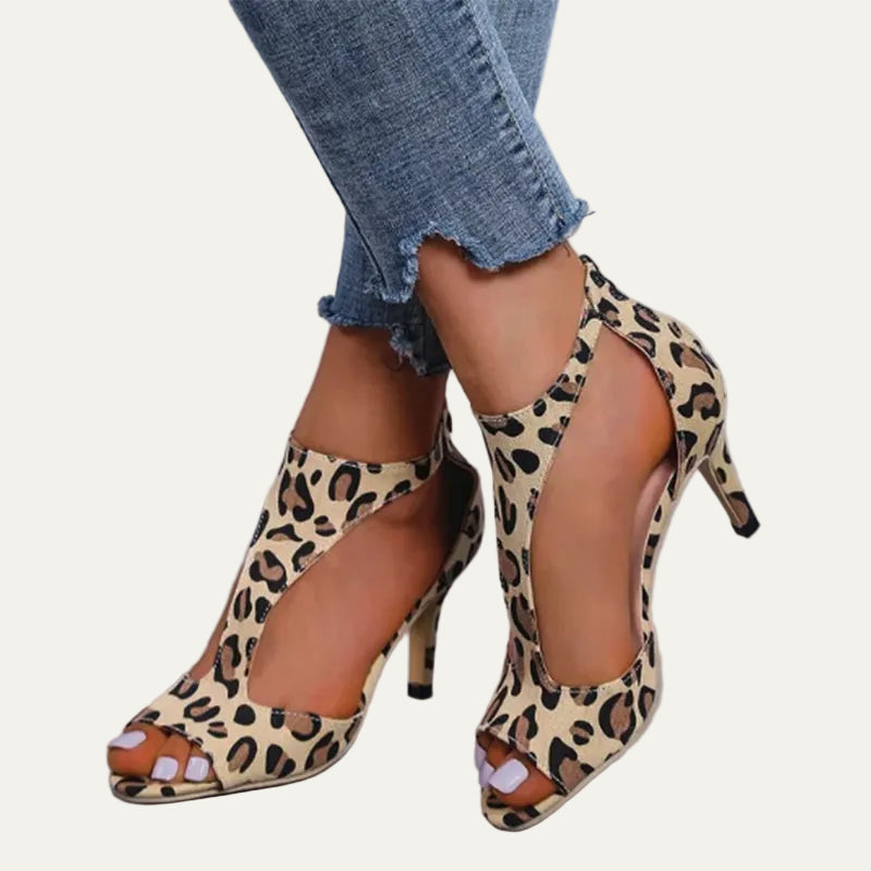 VogeLuxe | Women’s Closed Back T Strap Peep Toe Heeled Pumps
