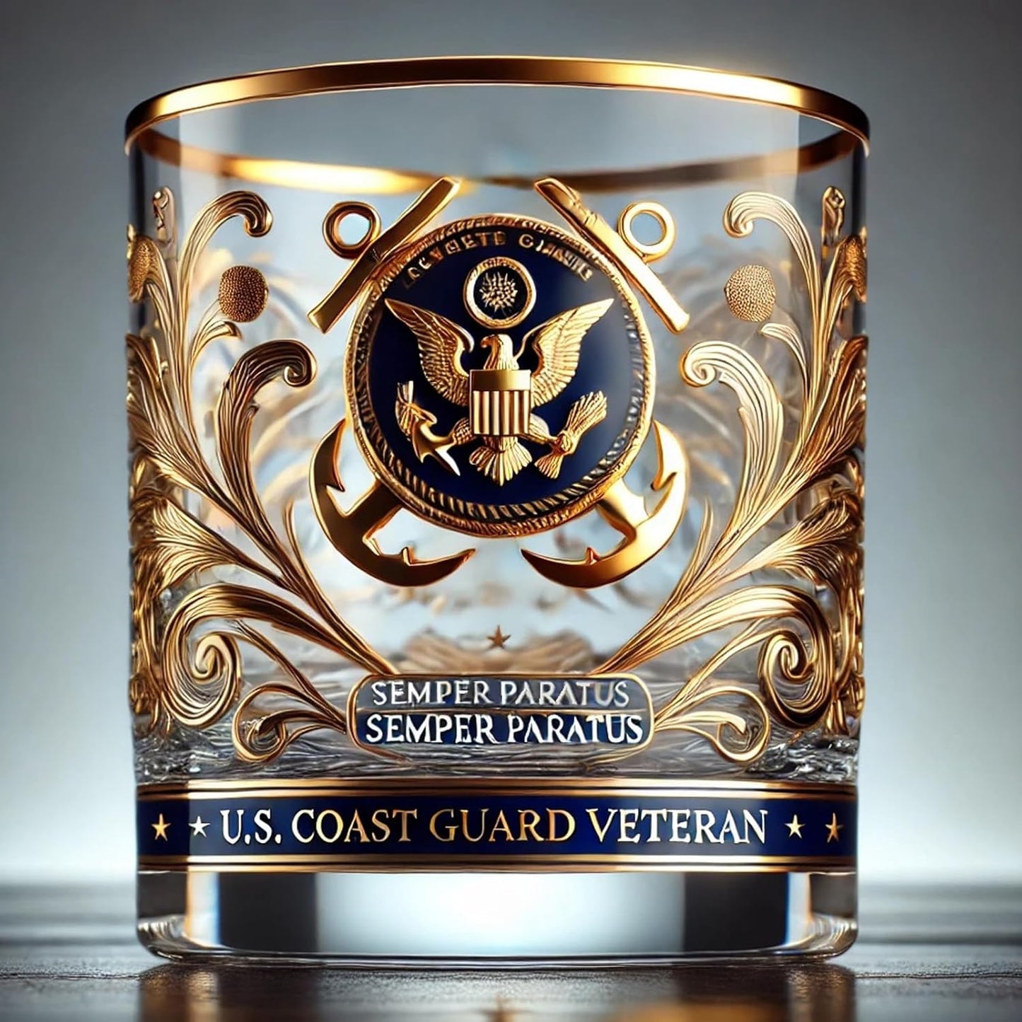 Engraved Military Whiskey Glass Gold Tribute Gift - VogeLuxe