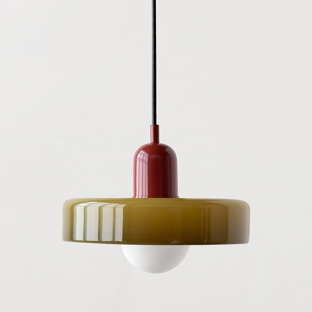 Hanging Lamp - Circular Colorful Glass Shade Adjustable - BritishElegance