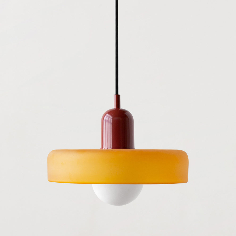 Hanging Lamp - Circular Colorful Glass Shade Adjustable