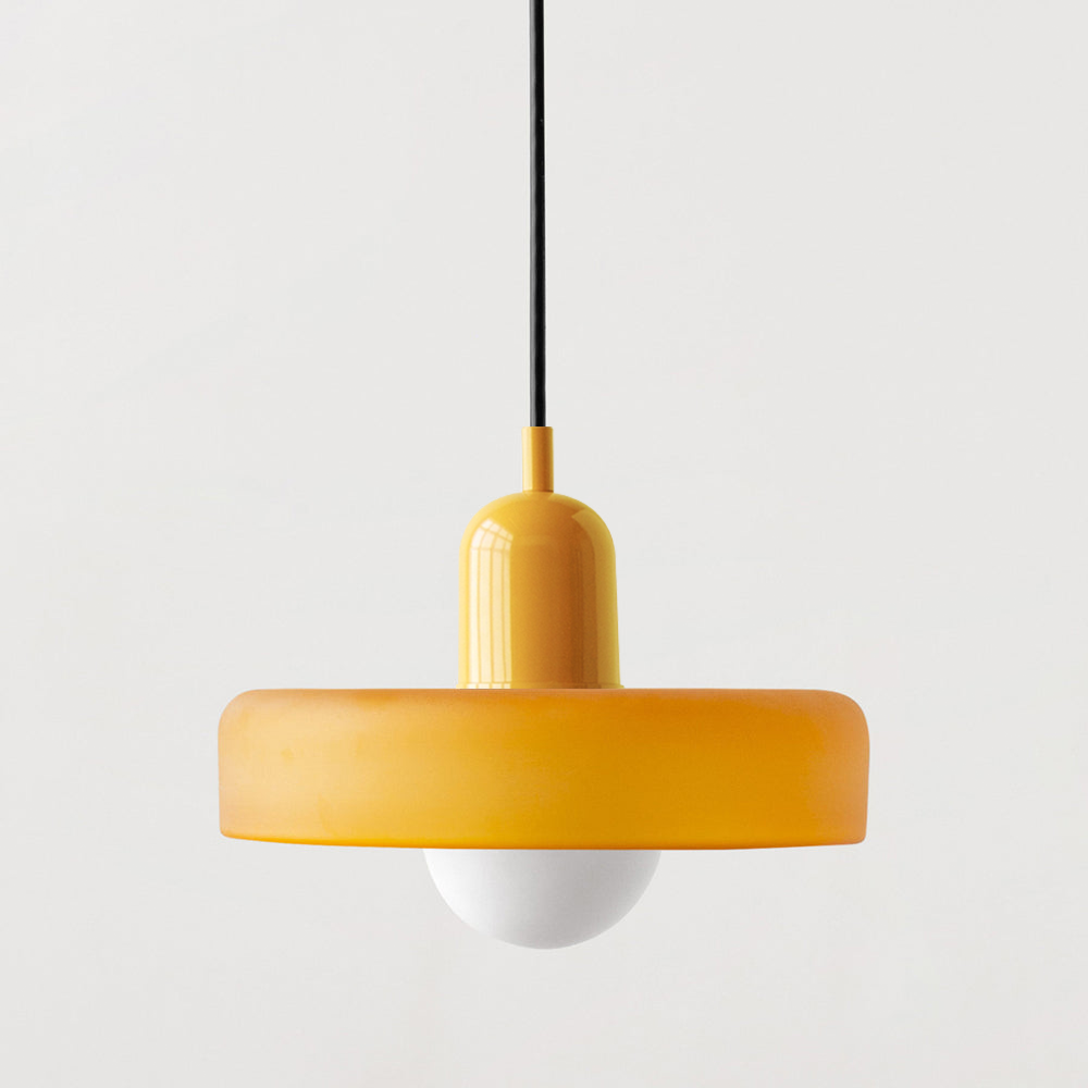 Hanging Lamp - Circular Colorful Glass Shade Adjustable