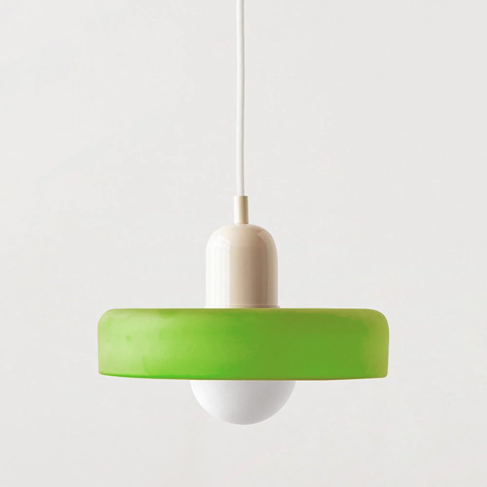 Hanging Lamp - Circular Colorful Glass Shade Adjustable