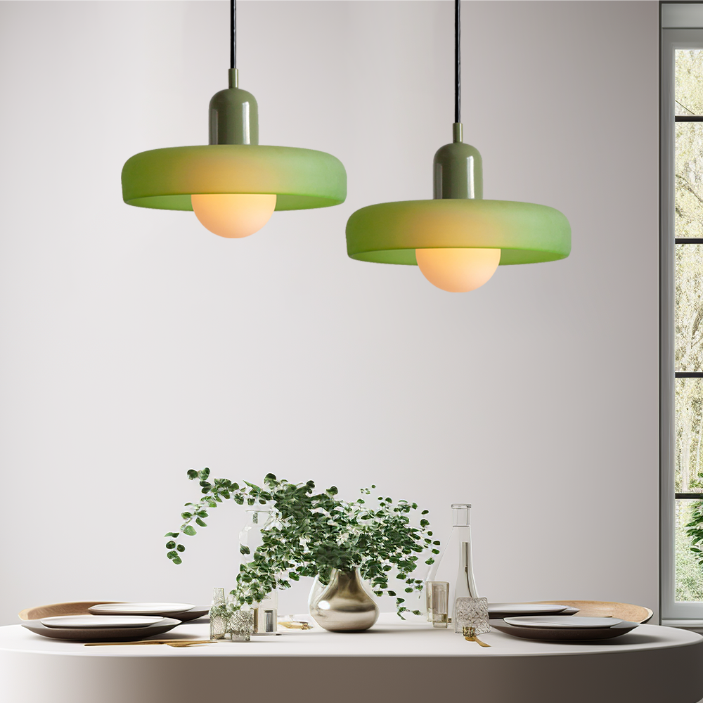 Hanging Lamp - Circular Colorful Glass Shade Adjustable