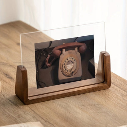 Clear Acrylic Picture Frame Wooden Desk Holder