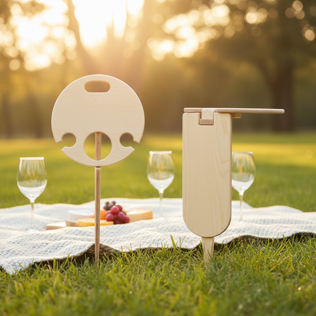 Portable Folding Wine Picnic Table Wooden Bottle Holder - VogeLuxe