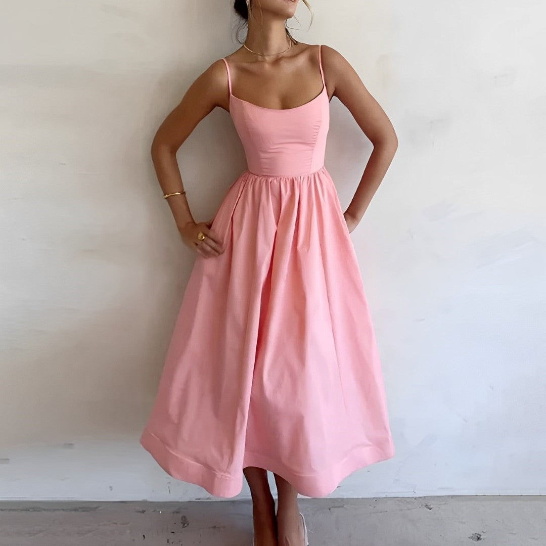 Ladies' Chic Summer Sundress with Thin Straps - VogeLuxe