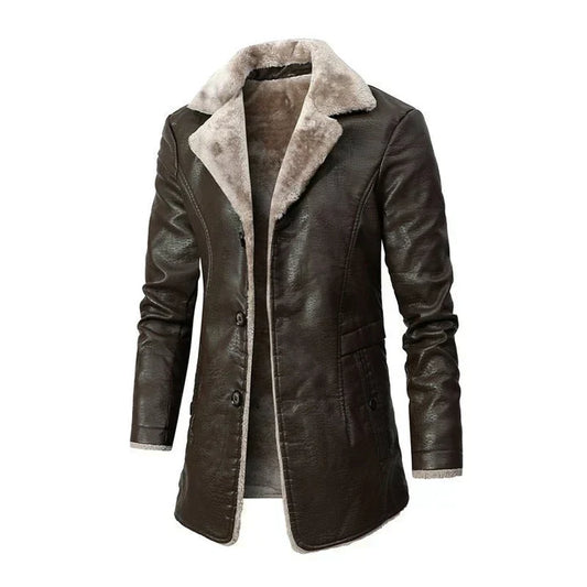 Warm Faux Fur Lined Men's Trench Coat - VogeLuxe
