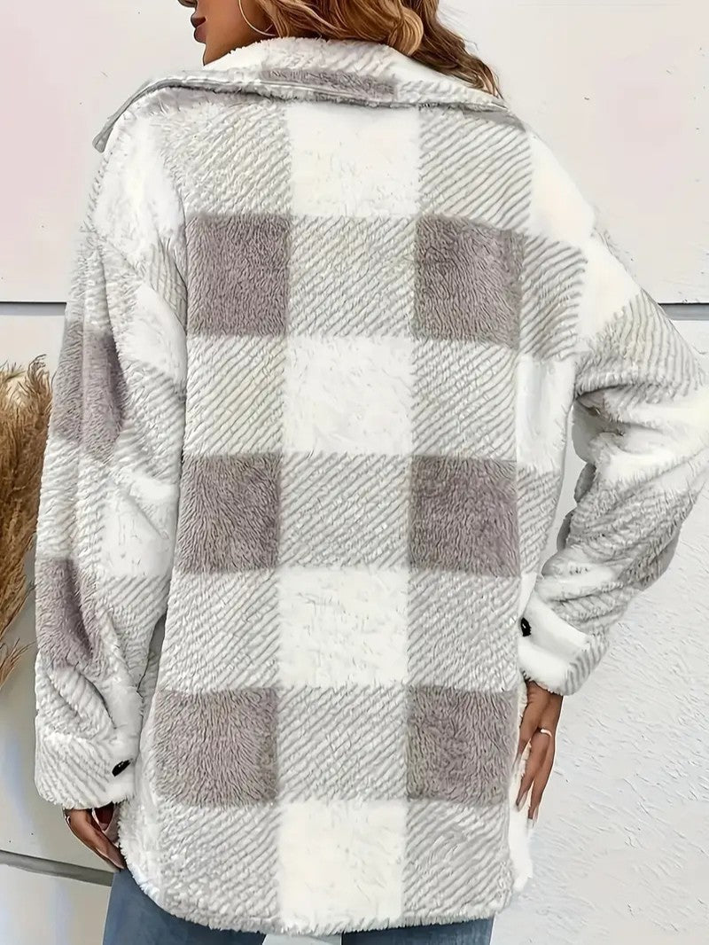 Plush Checkered Winter Jacket 1