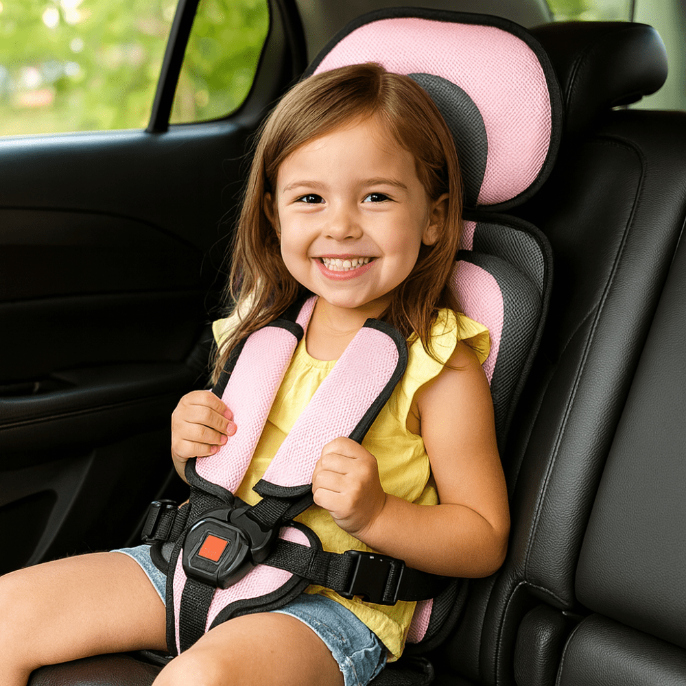 Compact Kids Booster Car Seat Travel Friendly Safety Chair - VogeLuxe