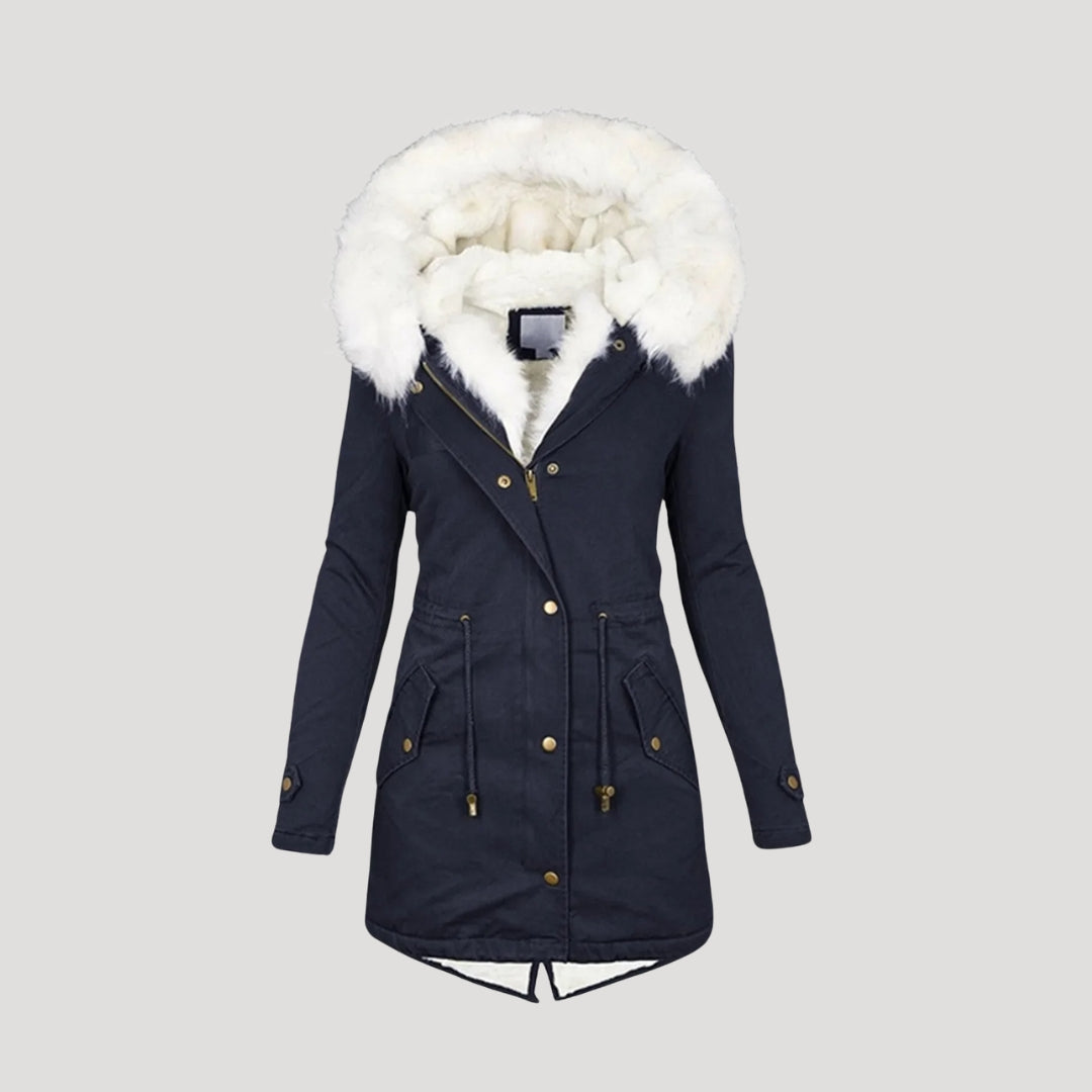 Premium Fake Fur Parka Coat with Belt