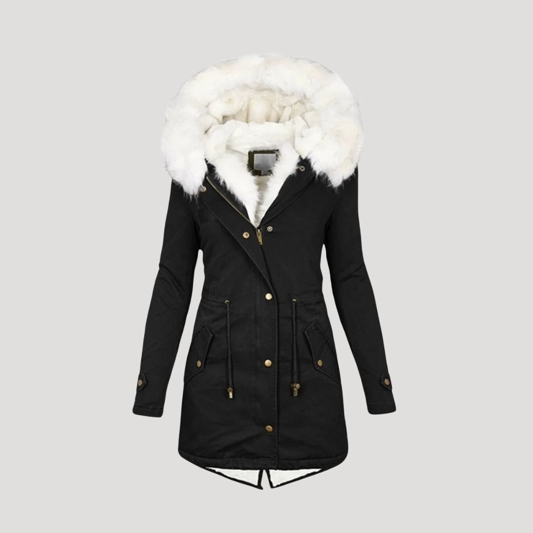 Premium Fake Fur Parka Coat with Belt