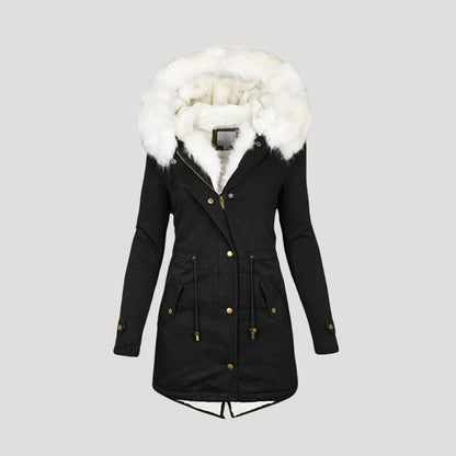 Premium Fake Fur Parka Coat with Belt