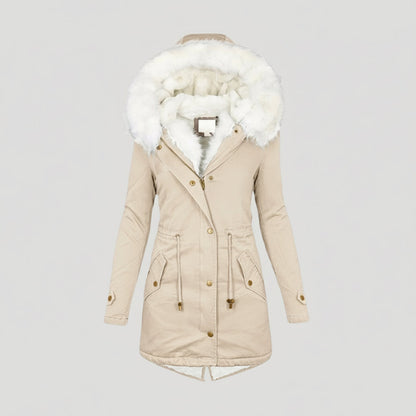 Premium Fake Fur Parka Coat with Belt