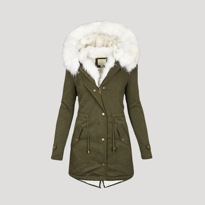Premium Fake Fur Parka Coat with Belt