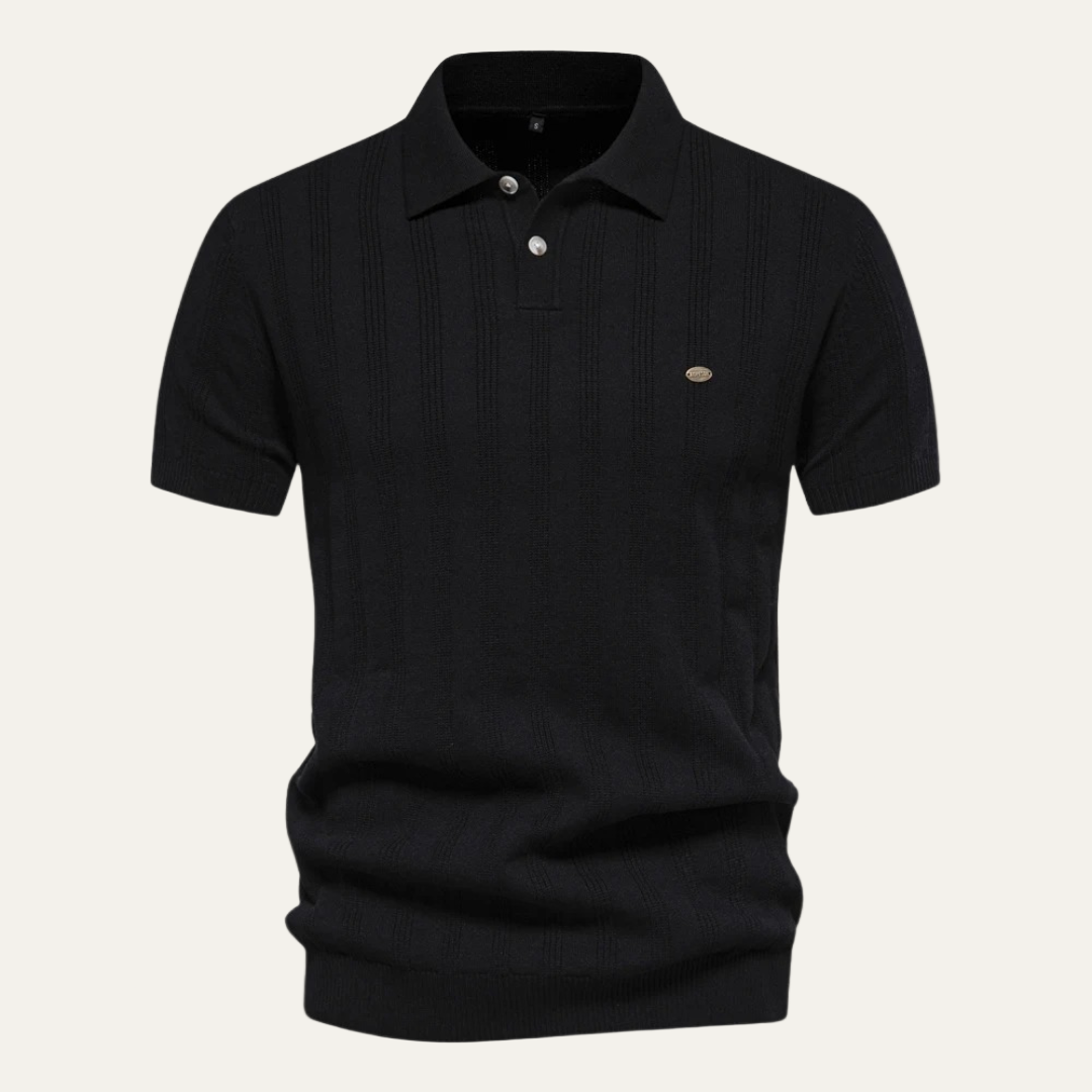 VogeLuxe | Men’s Textured Knit Short Sleeve Polo