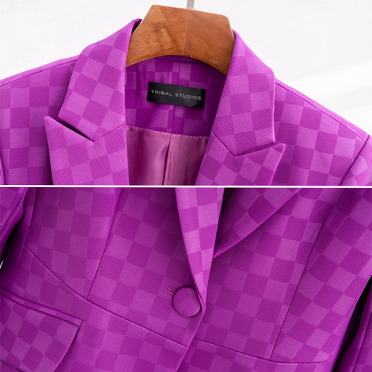 Classic Fit Checked Jacket for Women - VogeLuxe