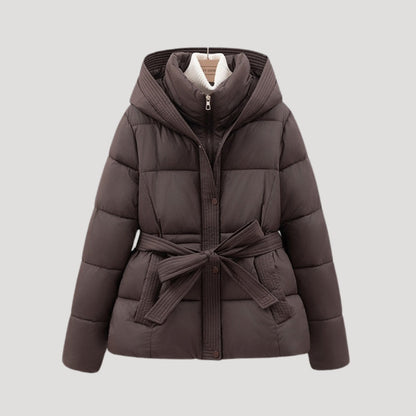Puffer Jacket - Quilted Hooded Design And Belted Warmth 0