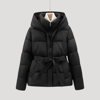 Puffer Jacket - Quilted Hooded Design And Belted Warmth 1