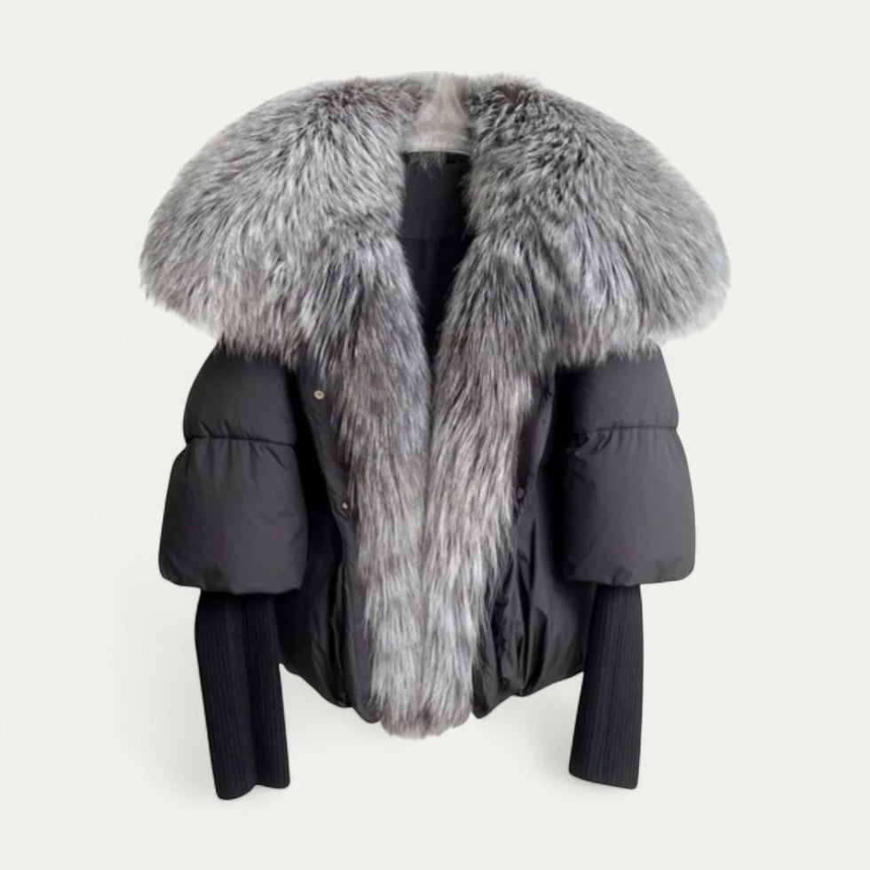 Puffer Jacket for Women with Faux Fur Collar 2