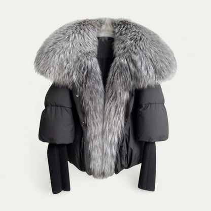 Puffer Jacket for Women with Faux Fur Collar 2