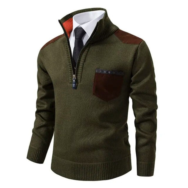 Warm Mens Zip Up Knitted Sweater - VogeLuxe