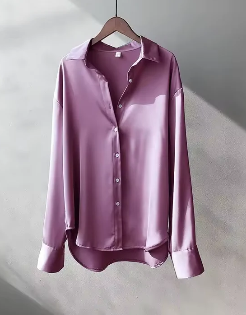 Green Silky Classic Fit Women's Blouse