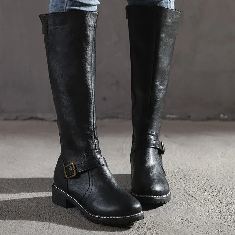 Tall Riding Boots for Women | Low Heel Equestrian Boots - VogeLuxe