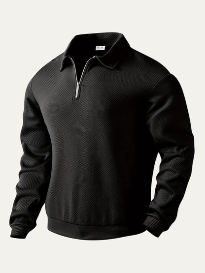 VogeLuxe | Men’s Textured Collared Quarter Zip Polo Sweater