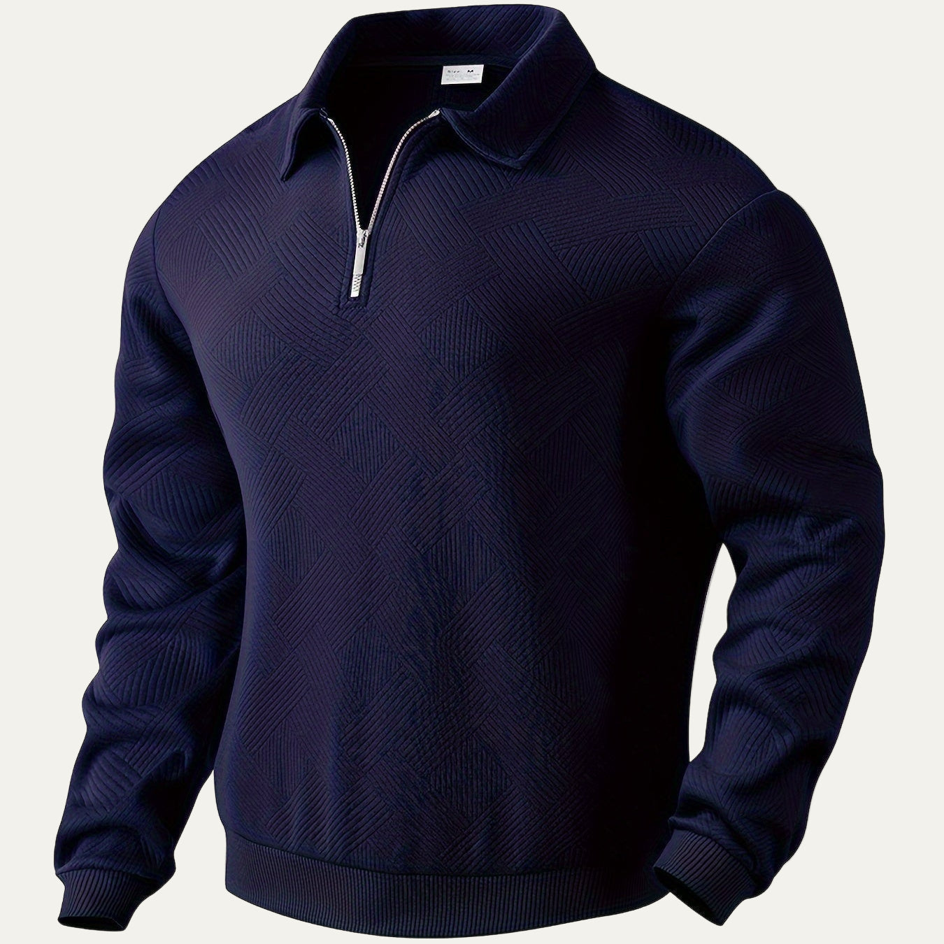 VogeLuxe | Men’s Textured Collared Quarter Zip Polo Sweater