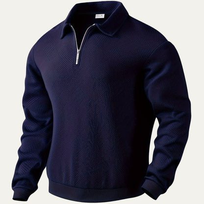VogeLuxe | Men’s Textured Collared Quarter Zip Polo Sweater