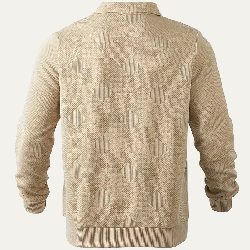 VogeLuxe | Men’s Textured Collared Quarter Zip Polo Sweater