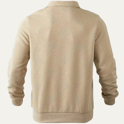 VogeLuxe | Men’s Textured Collared Quarter Zip Polo Sweater