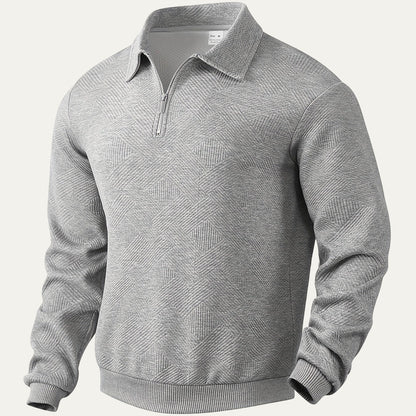 VogeLuxe | Men’s Textured Collared Quarter Zip Polo Sweater