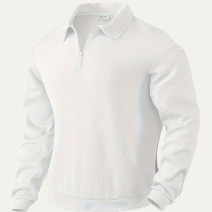 VogeLuxe | Men’s Textured Collared Quarter Zip Polo Sweater