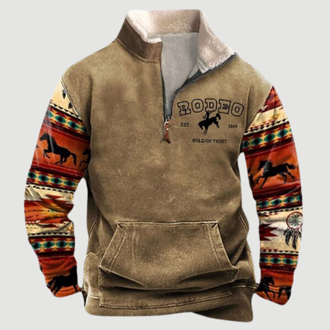 Quarter Zip Jumper | Sweater with Patterned Sleeves 2