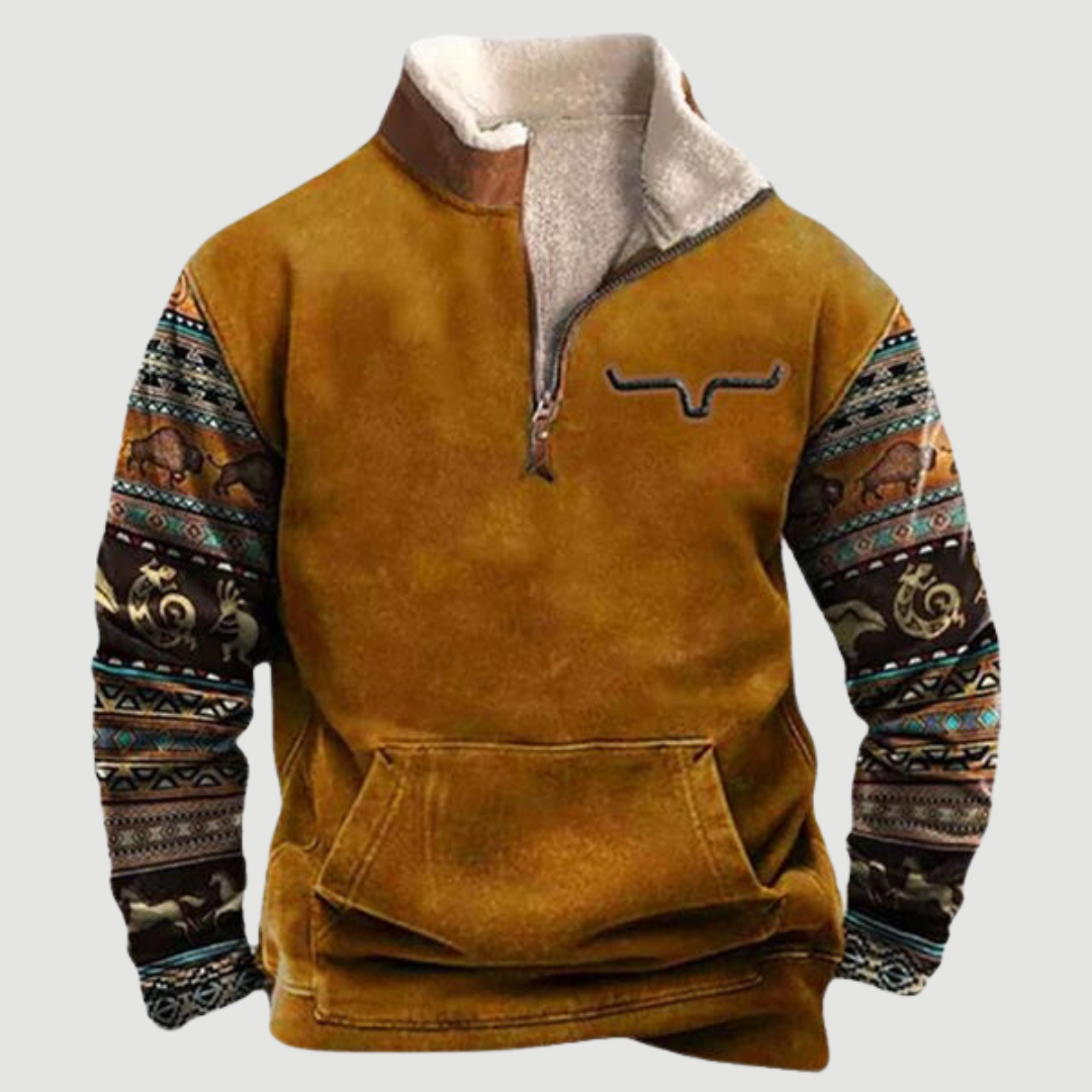 Quarter Zip Jumper | Sweater with Patterned Sleeves 3