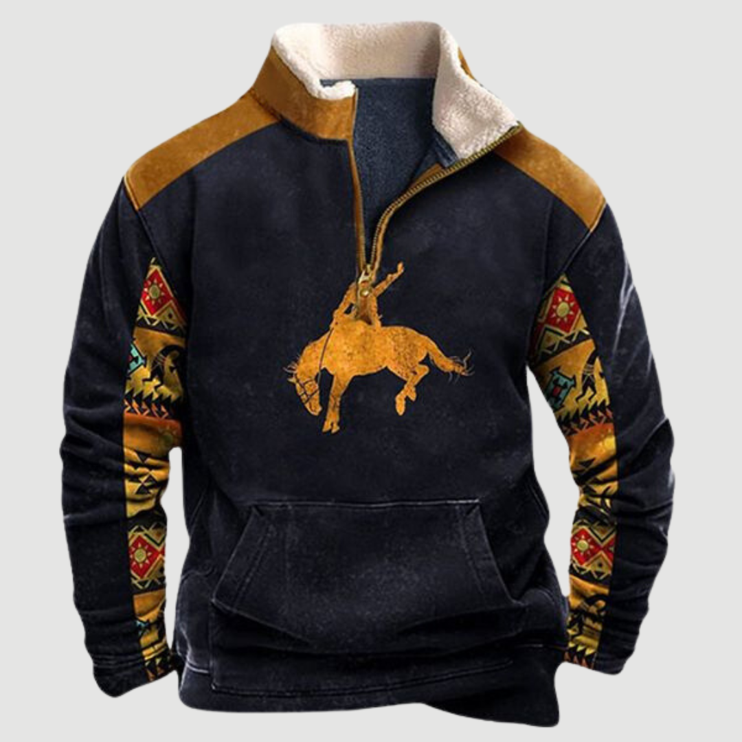 Quarter Zip Jumper | Sweater with Patterned Sleeves 4