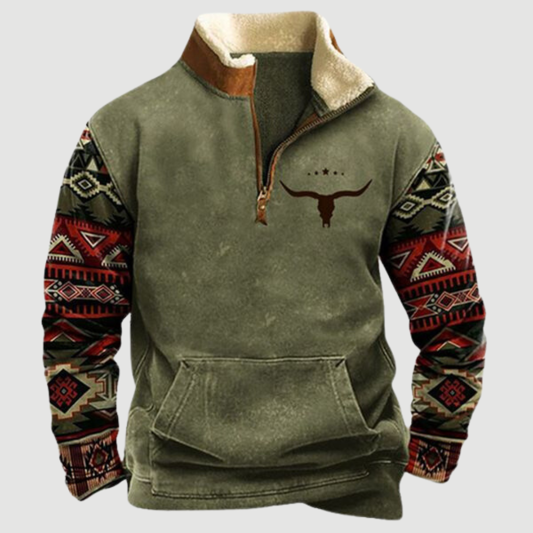 Quarter Zip Jumper | Sweater with Patterned Sleeves 6