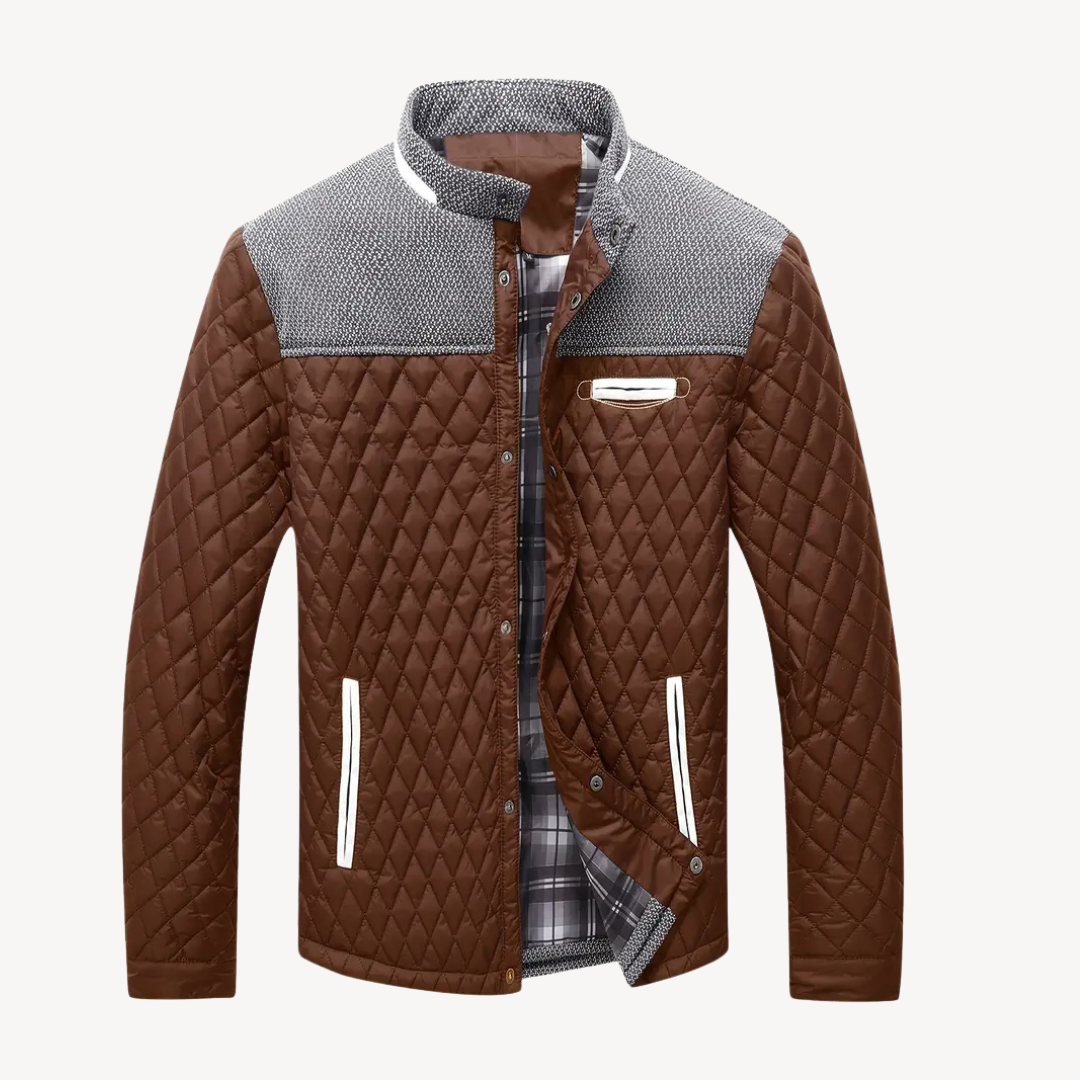 VogeLuxe | Men’s Color Block Knit Yoke Quilted Jacket