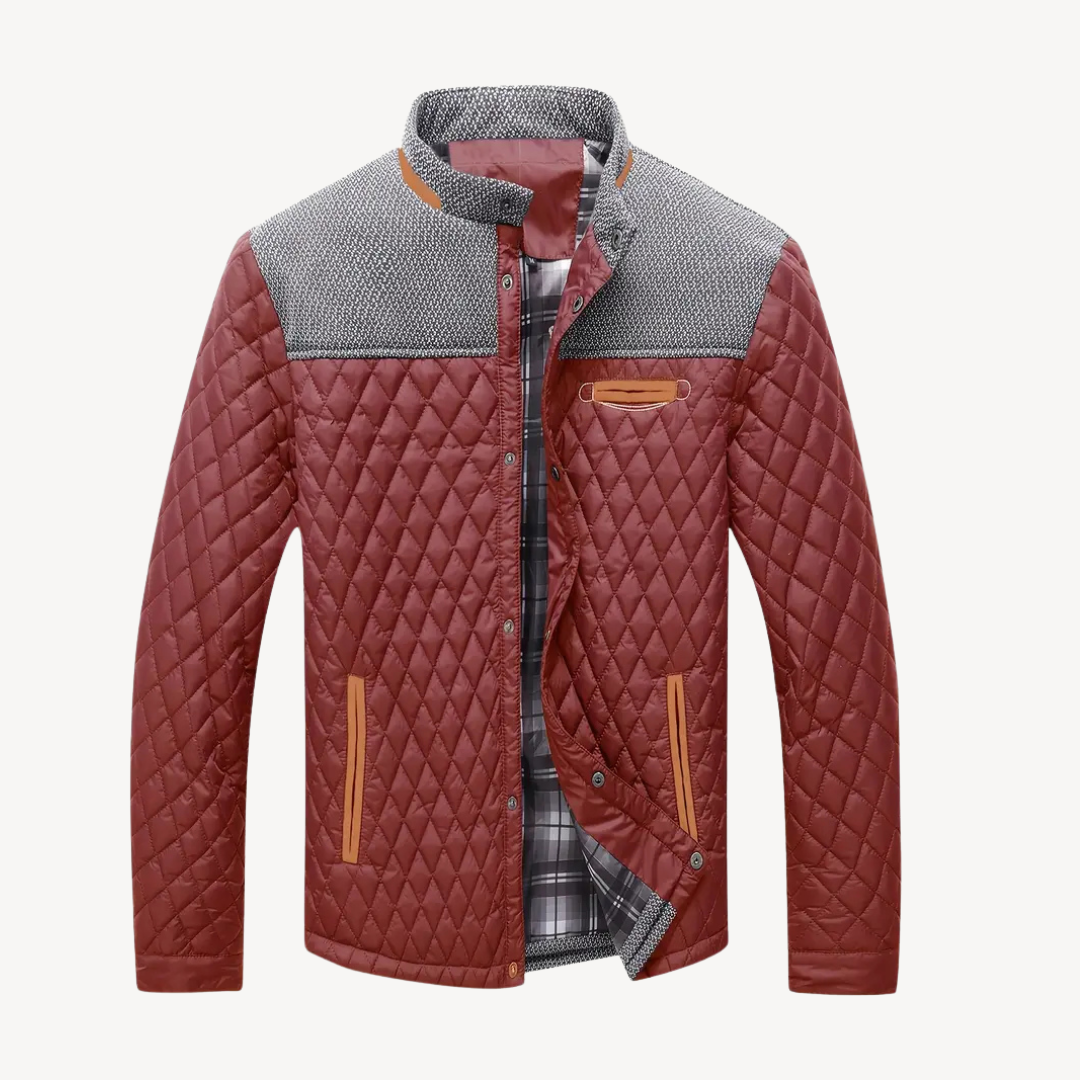 VogeLuxe | Men’s Color Block Knit Yoke Quilted Jacket