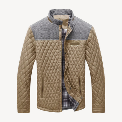 VogeLuxe | Men’s Color Block Knit Yoke Quilted Jacket