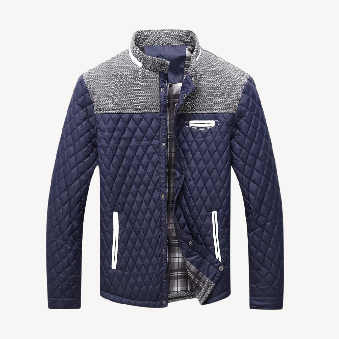 VogeLuxe | Men’s Color Block Knit Yoke Quilted Jacket