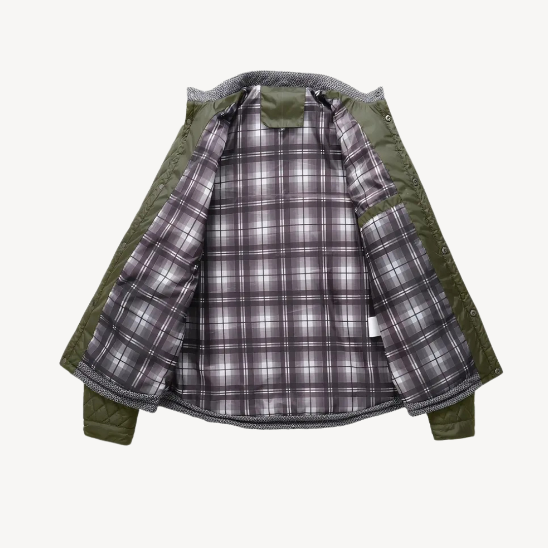 VogeLuxe | Men’s Color Block Knit Yoke Quilted Jacket