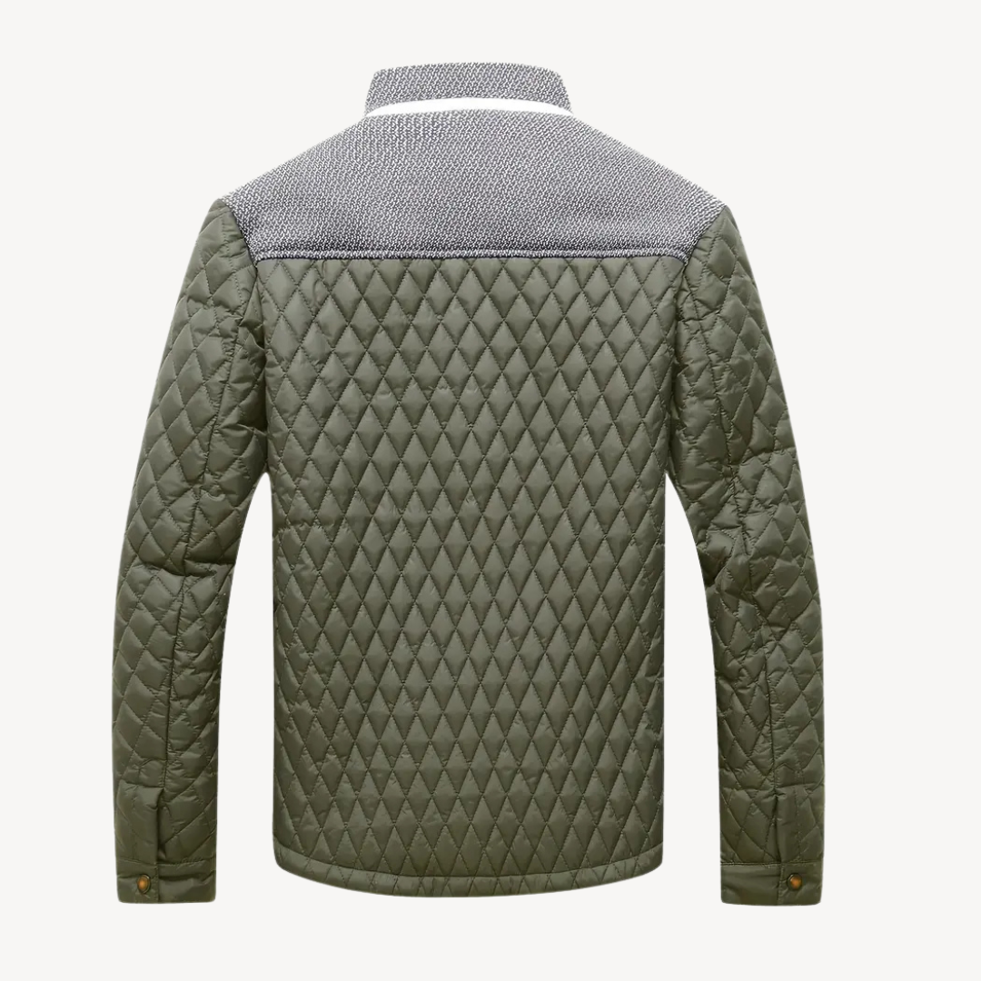 VogeLuxe | Men’s Color Block Knit Yoke Quilted Jacket
