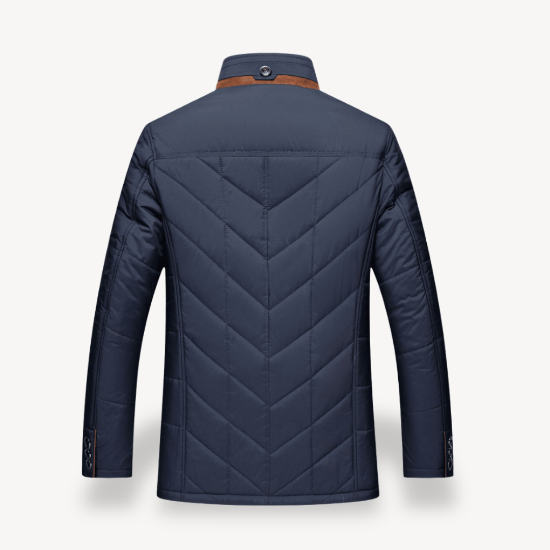 VogeLuxe | Men’s Chevron Quilted Fur Trim Coat