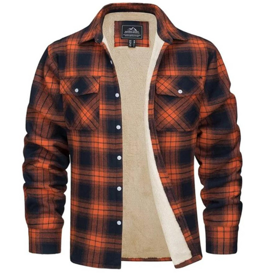 Warm Plush Lined Flannel Shirt Jacket for Men - VogeLuxe