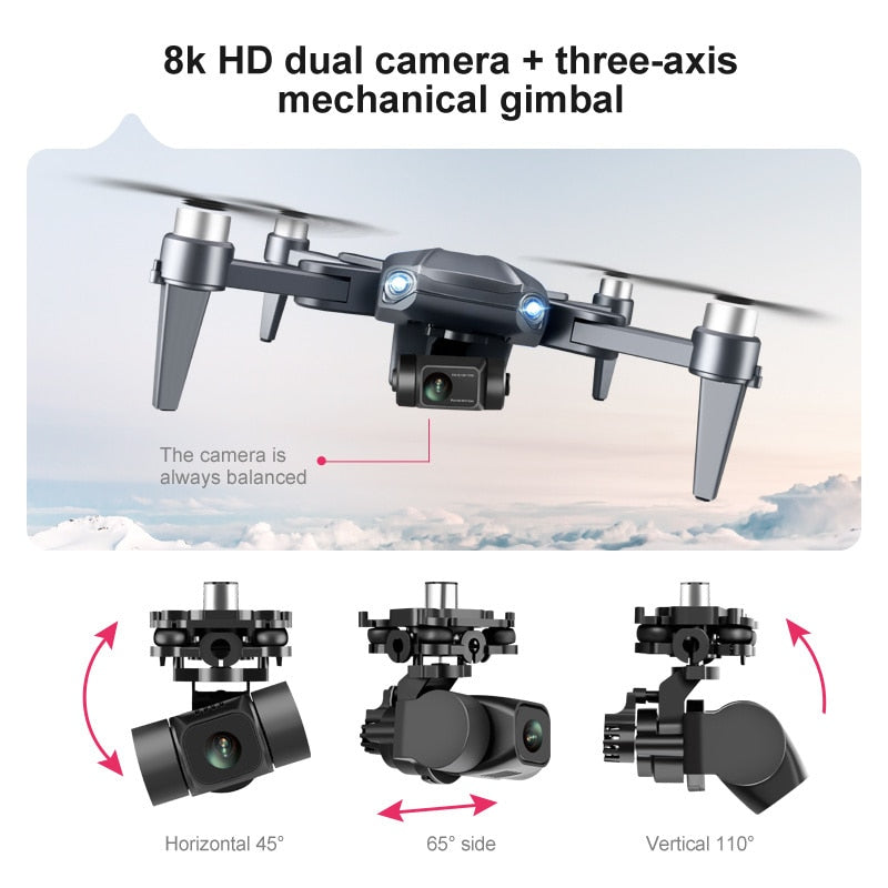High-Speed 8K Dual Camera GPS Drone with Brushless Motors