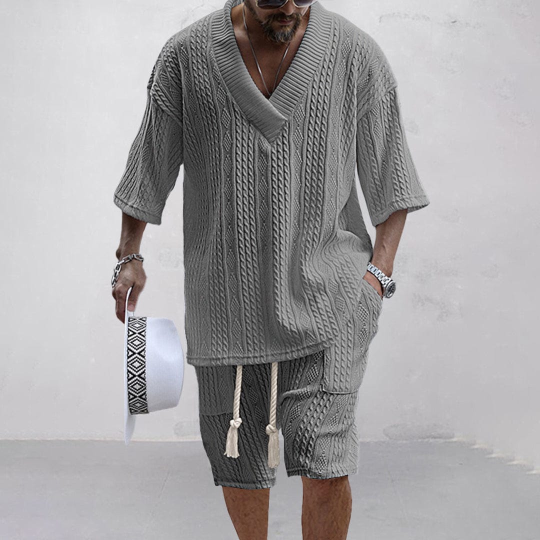Comfy Knit Shirt and Shorts Set for Summer - VogeLuxe