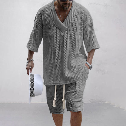 Comfy Knit Shirt and Shorts Set for Summer - VogeLuxe