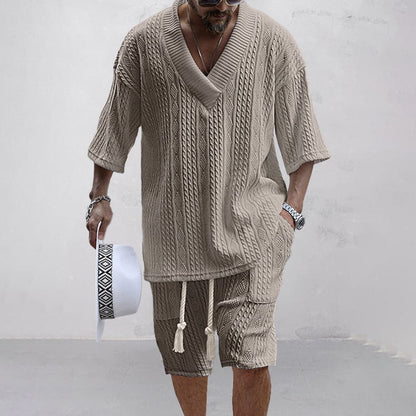 Comfy Knit Shirt and Shorts Set for Summer